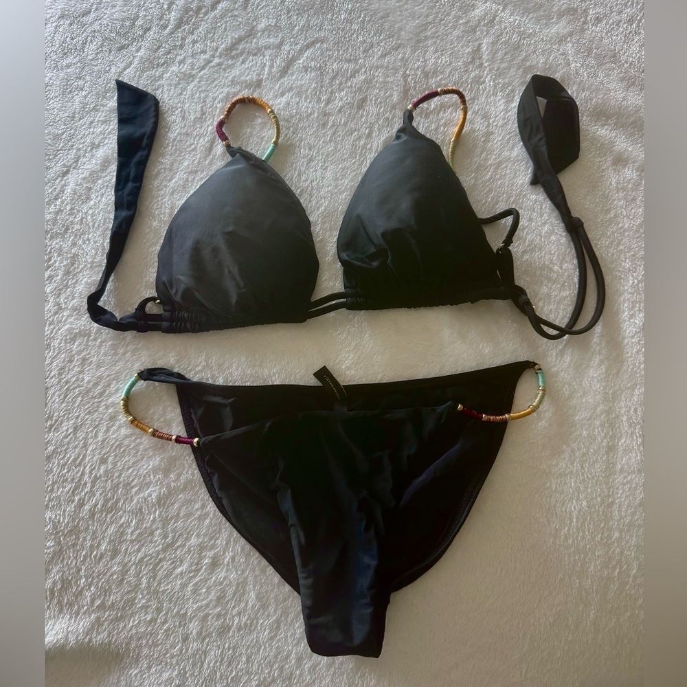 Vix Paula Hermanny bikini set triangle top D cup full bottom S black